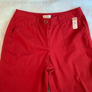 Talbots stretch womens size 12 ankle red pants with back cargo pockets NWT